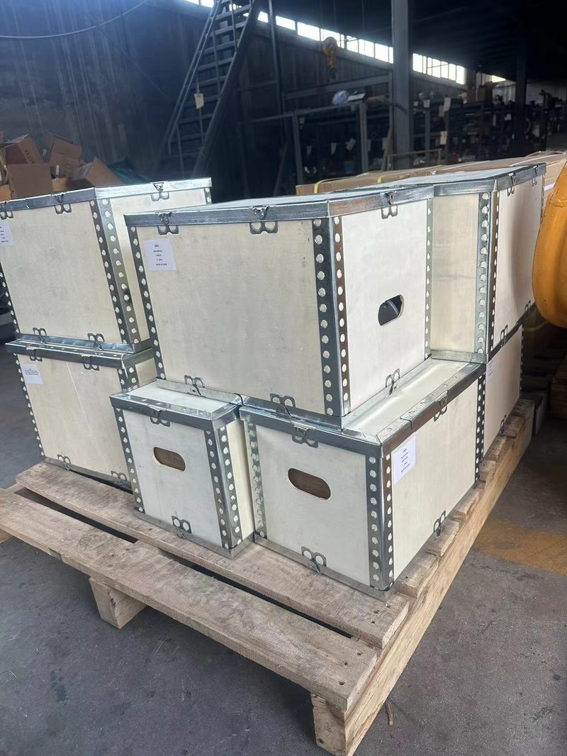 Machinery and attachments packaged for export shipment