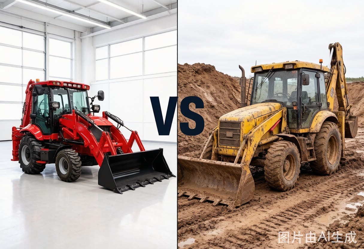 New vs used backhoe loader side-by-side comparison